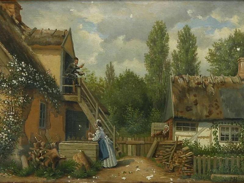1833-Ingeborg Marie Bang - Scena romantica in campagna
